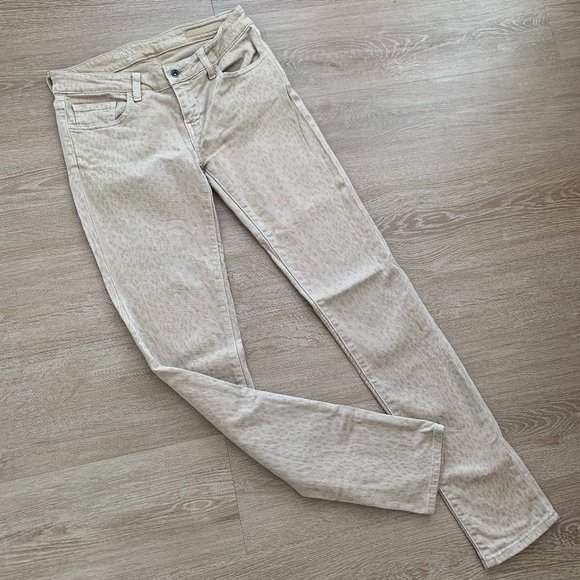 Vans Skinny Pant Animal Print Tan Khaki Women's Size 5 Stretch Cotton/Elastane - Picture 1 of 9